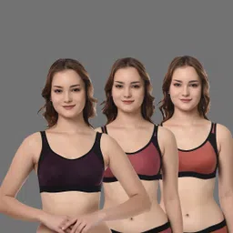 ashmiras Pack of 3 Women Sports Non Padded Bra-picture-11