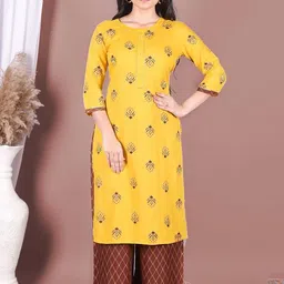 Indiwest Women Floral Printed Kurta with Trousers-picture-21