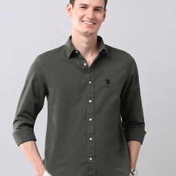 U.S. Polo Assn. Denim Co. Men Manhattan FitSpread Collar Solid Cotton Casual Shirt-picture-36