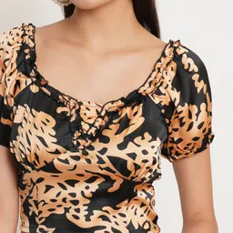 IX IMPRESSION Women Pack of 2 Animal Printed Blouson Crop Top image 2