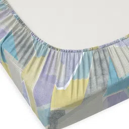 DDecor Blue & Yellow Geometric Printed 144 TC Cotton King Bedsheet Set-1.82 m x 1.98 m image 2