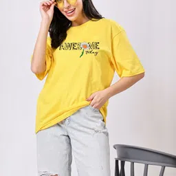 TQH Pack Of 2 Typography Printed Drop Shoulder Sleeves Cotton Oversized T-shirts image 4