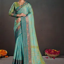 Mitera Woven Design Zari Silk Blend Banarasi Saree-picture-23