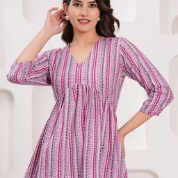 Sarai Women Purple Printed Cotton Top-picture-36