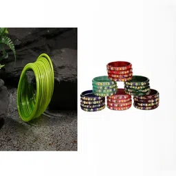 SOMIL Set Of 36 Artificial Stones Studded Glass Bangles-picture-27