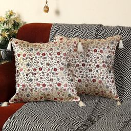 MONKDECOR Multicoloured Set of 2 Embellished Square Cushion Covers-picture-23