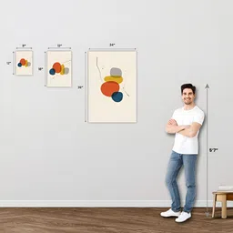 Inephos Beige & Red 1 Piece Canvas Abstract Wall Paintings image 2