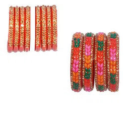 VICONO Set Of 12 Stone-Studded & Beaded Bangles-picture-29