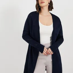 Styli Oversized Fit Self Design Front-Open Longline Acrylic Cardigan Sweater-picture-21