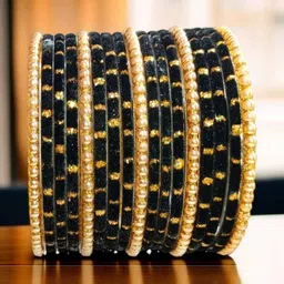 Shasmi Black Glass Artificial Stones Bangle image 2