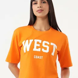 Kraus Jeans Typography Printed Round Neck Crop Length Slim Fit Casual T-Shirt-picture-31