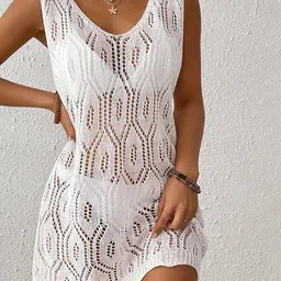 JC Mode Self-Designed V-Neck Mini Swimwear Cover Up Top-image-1