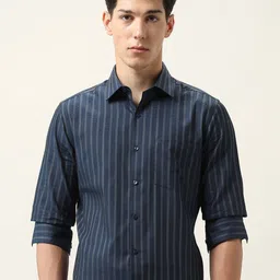 Arrow Men Liberty Vertical Striped Spread Collar Pure Cotton Formal Shirt-picture-11