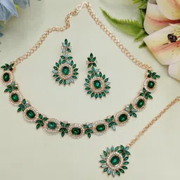 Anouk Rose Gold-Plated Stone-Studded Jewellery Set-picture-32