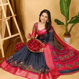 HERE&NOW Floral Zari Art Silk Banarasi Saree image 2