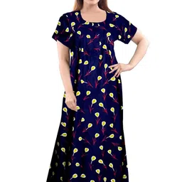 AAKARSHANA CREATION Women Blue Maxi Nightdress-picture-13