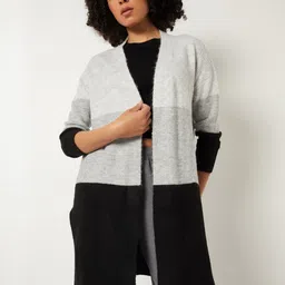 max Women Colourblocked Longline Cardigan-image-16