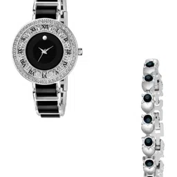 Miss Perfect Women Embellished Dial & Bracelet Style Straps Analogue Watch LJ206-picture-46