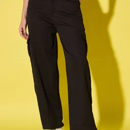 BUY NEW TREND Women Relaxed High-Rise Wrinkle Free Cargos Trousers-picture-19