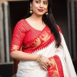 FASHIONIZO Woven Design Zari Saree with Blouse Piece image 3