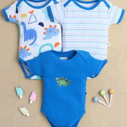 BUMZEE Infant boys Pack Of 3 Printed Cotton Bodysuits-image-94