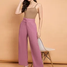 The Roadster Lifestyle Co Ribbed High Waist Button Detail Trouser image 2