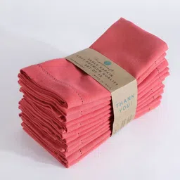 fingercraft Orange 12 Pieces Pure Cotton Table Napkin-picture-14