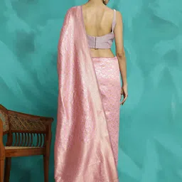 Desi Fusion Ethnic Motifs Woven Design Zari Banarasi Saree with Blouse Piece image 5