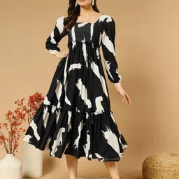 LookShine Women Printed Fit and Flare Midi Dress-picture-16