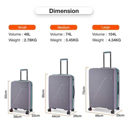 Nasher Miles Set Of 3 Montreal Textured Hard-Sided Trolley Bag image 3