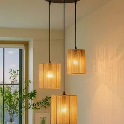 Homesake Beige & Brown Textured Ceiling Lamp-picture-16