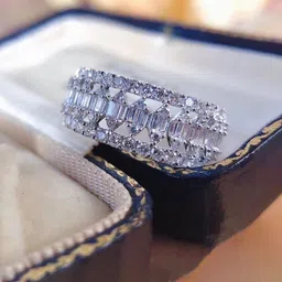 Designs & You Silver-Plated Cubic Zirconia Stone-Studded Adjustable Finger Ring-picture-26