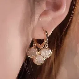 Celestria Gold Plated Artificial Stones Studded Contemporary Drop Earrings image 4