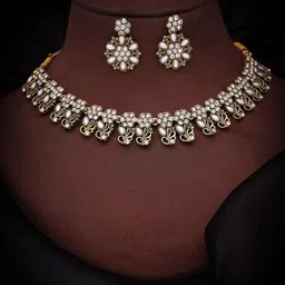 DIVASTRI Set Of 2 Gold & Silver Plated AD Stone Studded Jewellery Sets image 3