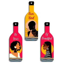 SEHAZ ARTWORKS Black & Red 3 Pieces Wooden Printed Wall Hangings-image-43