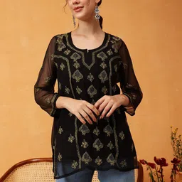 ADA Ethnic Motifs Embroidered Thread Work Thread Work Kurti image 2