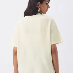 The Souled Store Women Printed Drop-Shoulder Sleeves T-shirt image 5