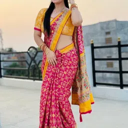 ROFOLO Ethnic Motifs Zari Pashmina Patola Saree image 2