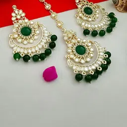 DIVASTRI Rhodium-Plated Artificial Stones-Studded & Beaded Jewellery Set-image-14