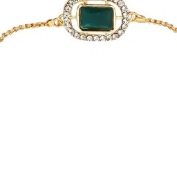 I Jewels Gold-Plated Artificial Stones Studded Square Shaped Link Bracelet image 2