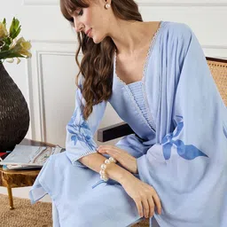 Indo Era Women Floral Printed Regular Linen Kurta with Trousers & With Dupatta image 2