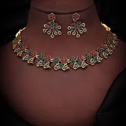 DIVASTRI Set Of 2 Gold Plated American Diamond-Studded Jewellery Set image 4