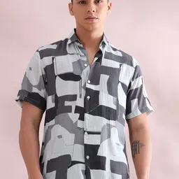 HOUSE OF MAHNOTS Men Relaxed Boxy Opaque Printed Casual Shirt-picture-24