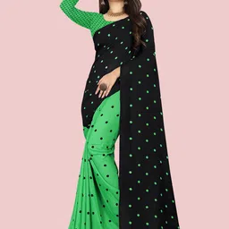 Moda Rapido Polka Dot Poly Georgette Half and Half Saree-picture-20