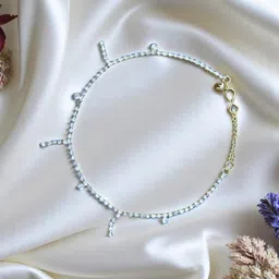 AccessHer Gold-Plated Rhinestone Studded & Ghungroo Beaded Anklets image 2