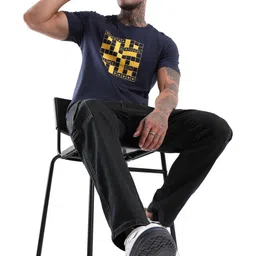 WROGN Men Graphic Printed Round Neck Cotton Slim Fit T-Shirt image 5