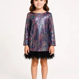 Alyaansh Couture Girls Embellished Sequined Georgette Sheath Dress-picture-30