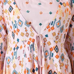 Jaipurite Ethnic Motifs Printed Mirror Work A-Line Ethnic Dress image 4