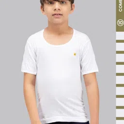 AMUL COMFY Pack of 10 Boys White Cotton Plain Innerwear Vests-picture-33