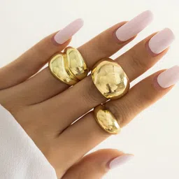 Jewels Galaxy Set Of 3 Gold Plated Midi Adjustable Finger Rings image 1